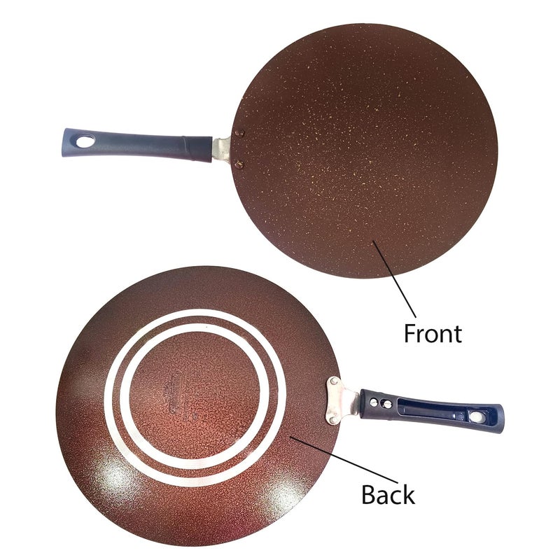 Non Stick Chapati Tawa Roti pan Riveted Cool Touch Handle 26 mm Thick Paratha Thepla Crepe Griddle Pancake Omelette  - Image 4