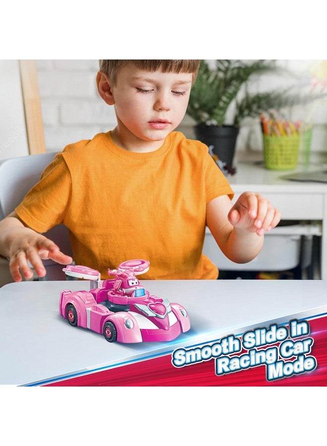 Super Wings Transformable Toys, 7" Super Robot and 2" Mini Dizzy Transforming Suit, 2 in 1 Racing Car-Robot Action Figure for Boys and Girls Age 3+, Gifts for Preschool Kids, Pink - Image 5
