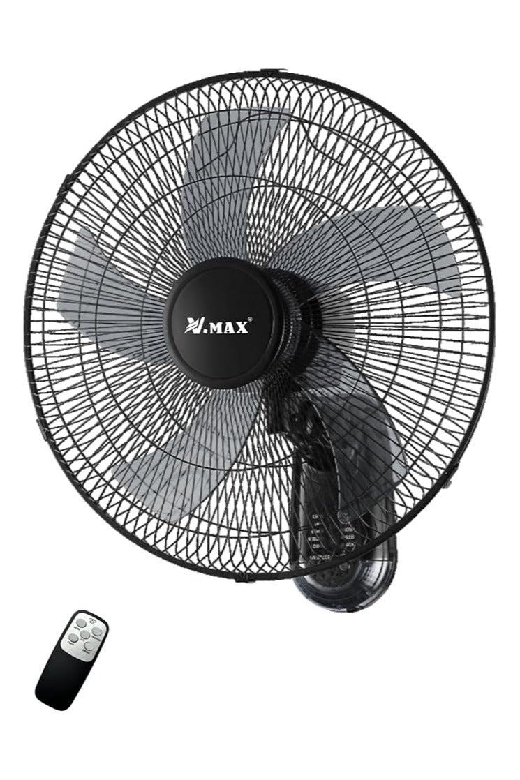VMAX 18" 5 Blades High Airflow Pvc Wall-Mounted Fan With Remote, Pure Copper Motor, 3 Speeds, Quiet 180° Oscillation, VMAX - Image 1