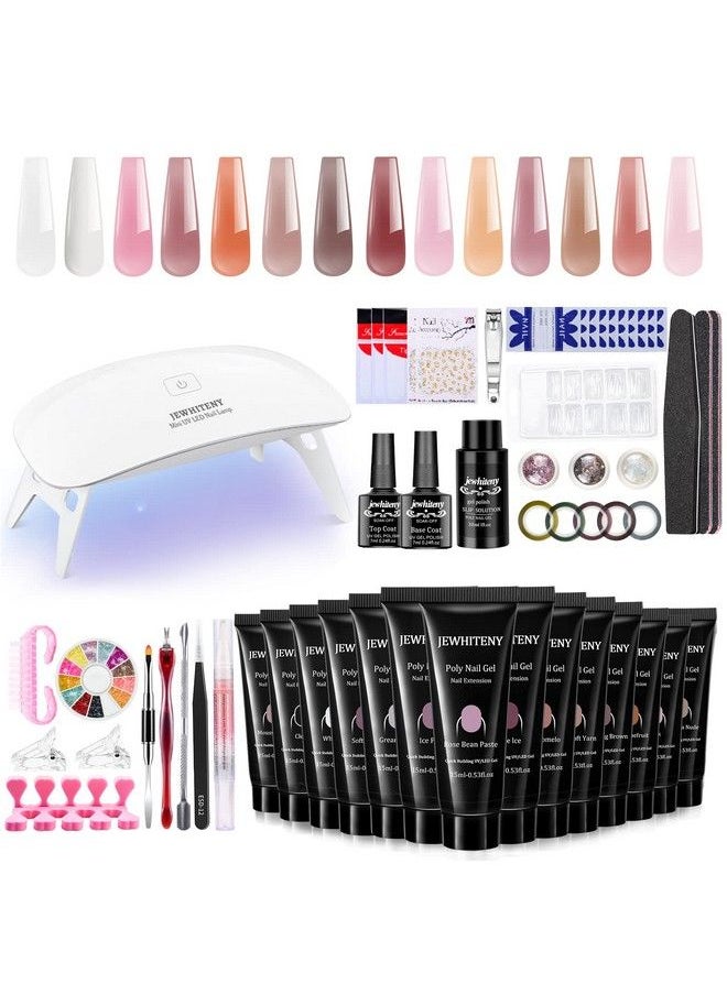 JEWHITENY - Poly Extension Gel Nail Kit 14 Pcs Poly Gel With Mini Nail Lamp Poly Nail Gel Kit With Slip Solution Basic Poly Gel Nail Art Tools Nail Art Design Beginner Kit - Image 1