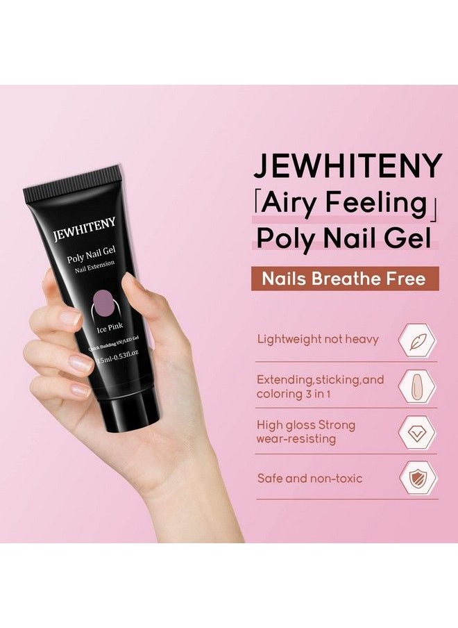 JEWHITENY - Poly Extension Gel Nail Kit 14 Pcs Poly Gel With Mini Nail Lamp Poly Nail Gel Kit With Slip Solution Basic Poly Gel Nail Art Tools Nail Art Design Beginner Kit - Image 1