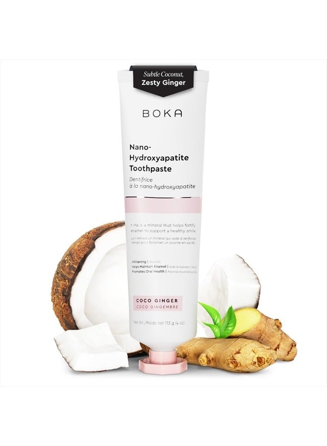 BOKA Fluoride Free Toothpaste - Nano Hydroxyapatite, Remineralizing, Sensitive Teeth, Whitening - Dentist Recommended for Adult, Kids Oral Care - Coco Ginger Flavor, 4 Fl Oz 1 Pk - US Manufactured - Image 5