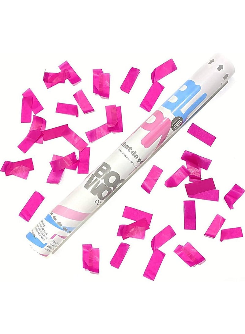 PINK Gender Reveal Confetti Cannon with Tissue & Safe , 30 cm Party Poppers for Pregnancy Announcement and Baby GIRLGender Reveal Party Supplies [1 Pack] - Image 1
