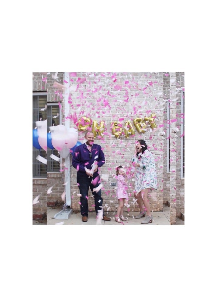 PINK Gender Reveal Confetti Cannon with Tissue & Safe , 30 cm Party Poppers for Pregnancy Announcement and Baby GIRLGender Reveal Party Supplies [1 Pack] - Image 2