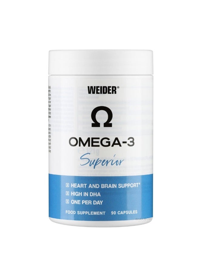 Weider Omega-3 Superior 90 Capsules – High Strength Fish Oil with EPA & DHA for Heart and Brain Support - Image 1