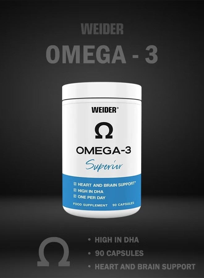 Weider Omega-3 Superior 90 Capsules – High Strength Fish Oil with EPA & DHA for Heart and Brain Support - Image 2