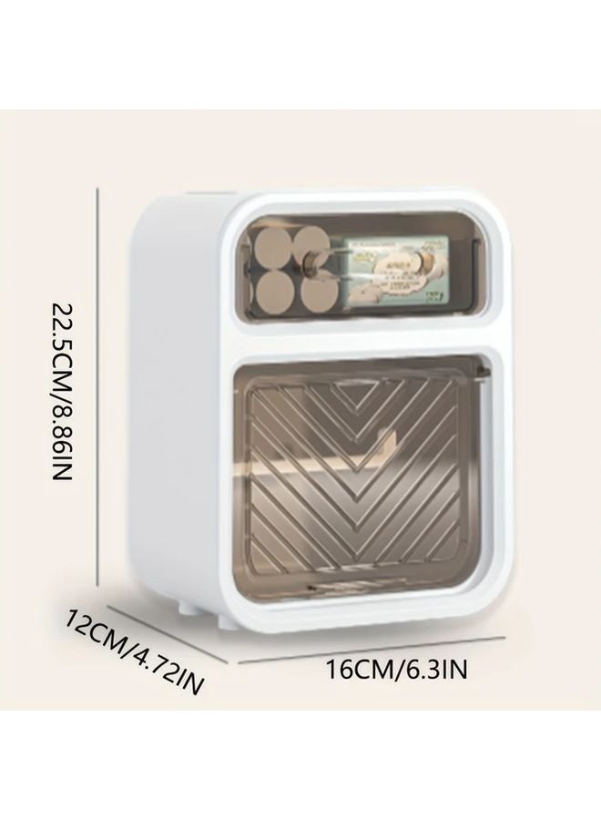 White Wall Mounted Tissue Box Holder No Drill Waterproof Bathroom Kitchen Storage - Image 4