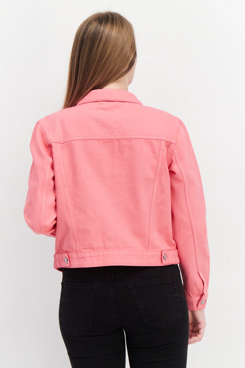 French Connection جاكيت جينز نسائي سادة، كركديه - Image 4