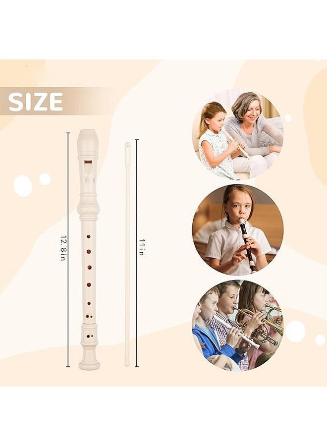 Soprano Recorder Musical Instrument for Beginners Kids Students at School – German Fingering 8 Hole Flute ABS Descendant Recorder with Cleaning Rod and Fingering Chart, Beige - Image 5
