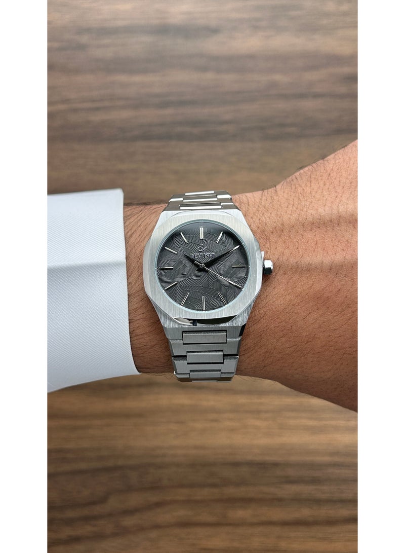 ديفوشي طقم ديفوشي رجالي فاخر – ساعة يد استيل فضي + قلم + كبك – ضمان سنتين - Image 2