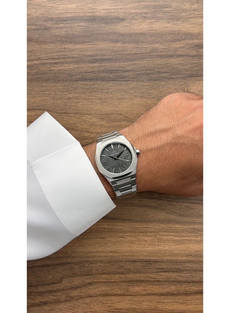 ديفوشي طقم ديفوشي رجالي فاخر – ساعة يد استيل فضي + قلم + كبك – ضمان سنتين - Image 3