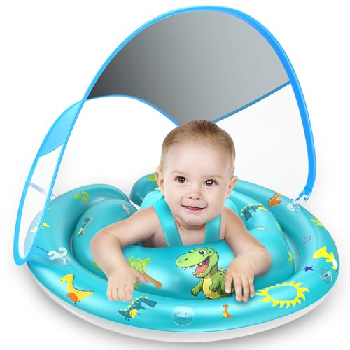 LAYCOL Baby Pool Float with Canopy Removable UPF50 UV Sun ProtectionThirdGeneration Upgraded Baby Swimming Pool FloatSuitable for Babies Aged 624 Months Swimming Float - Image 1