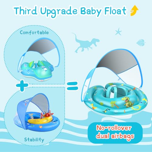 LAYCOL Baby Pool Float with Canopy Removable UPF50 UV Sun ProtectionThirdGeneration Upgraded Baby Swimming Pool FloatSuitable for Babies Aged 624 Months Swimming Float - Image 5