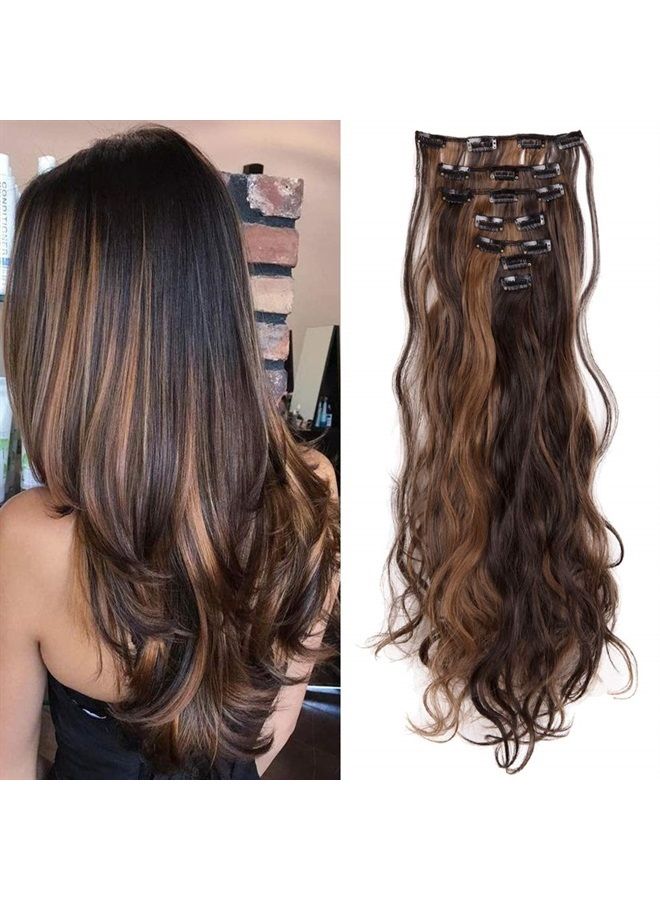 Lelinta 7Pcs 16 Clips 23"-24" Thick Curly Straight Full Head Clip in on Double Weft Hair Extensions - Image 2