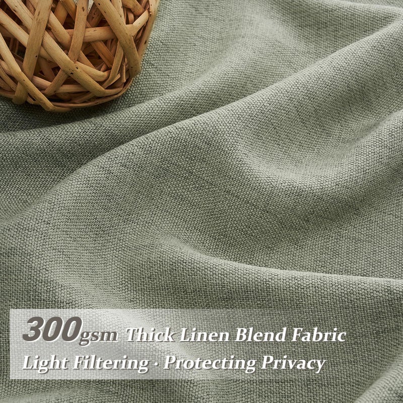 PleatedDrapes Sage Green Pinch Pleated Sheer Curtains 84 Inches Long for Living Room 2 Panels Set, Rustic Country Thick Linen Blend Light Filtering Window Drapes 40"W x 84"L with Back Tab Bedroom Viral Curtain 7 FT - Image 3