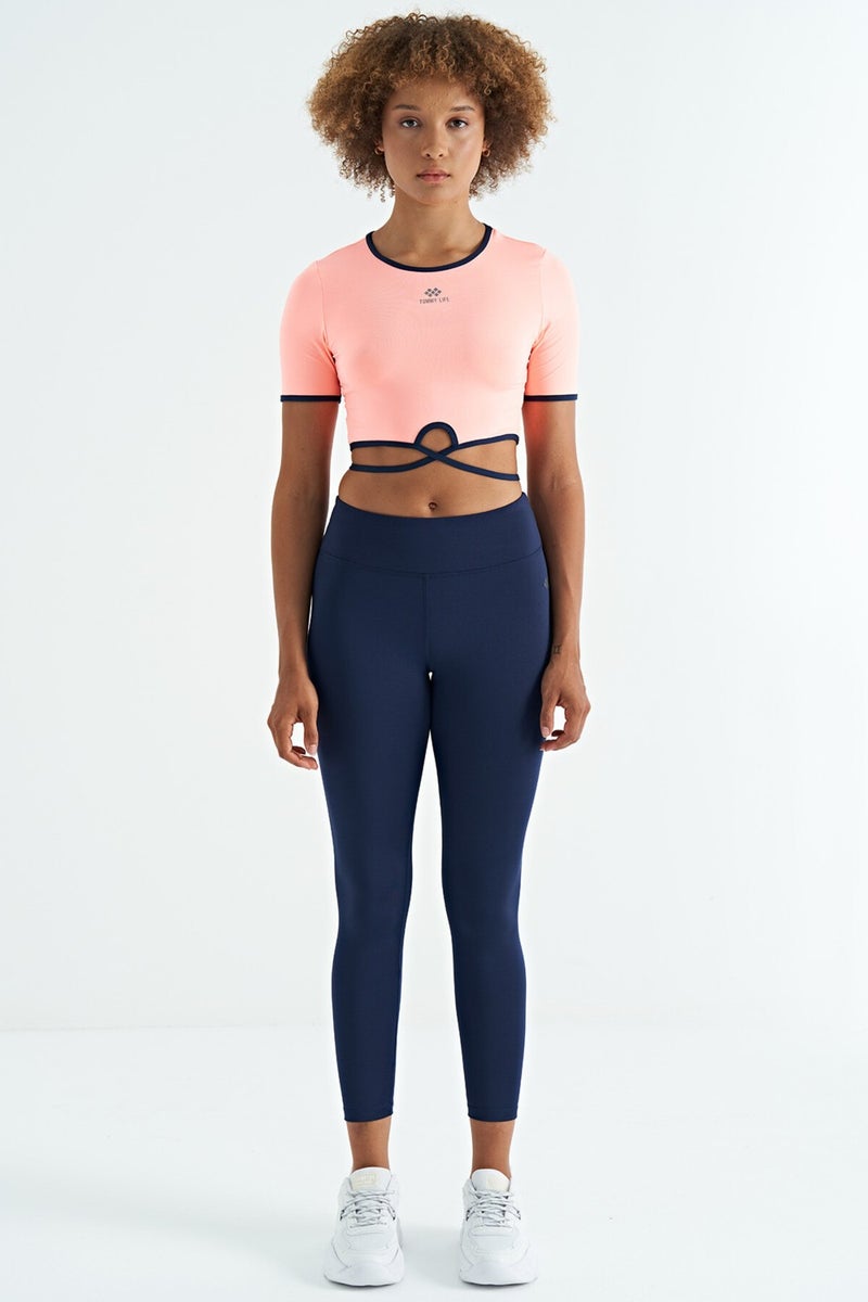 Tommy Life Indigo Logo Print Detail High Waist Diving Fabric Slim Fit Women's Leggings - 94627  - Image 1