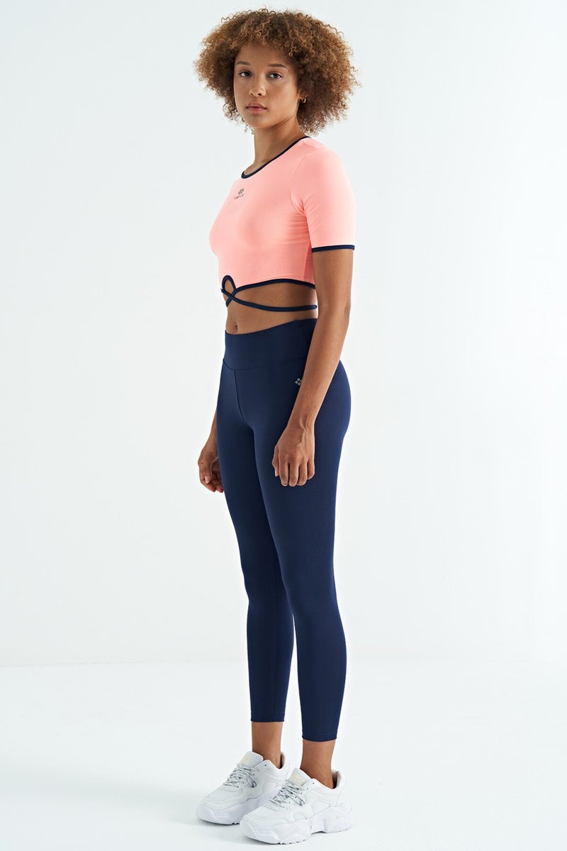 Tommy Life Indigo Logo Print Detail High Waist Diving Fabric Slim Fit Women's Leggings - 94627  - Image 2