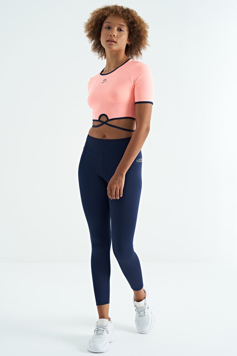 Tommy Life Indigo Logo Print Detail High Waist Diving Fabric Slim Fit Women's Leggings - 94627  - Image 5