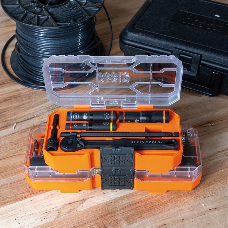 Klein Tools 32502HD KNECT Impact-Rated Screwdriver and Socket Set with MODbox Case, 41-Piece, 26 Bits, 6 Deep Well Sockets, Accessories, and Handle - Image 5