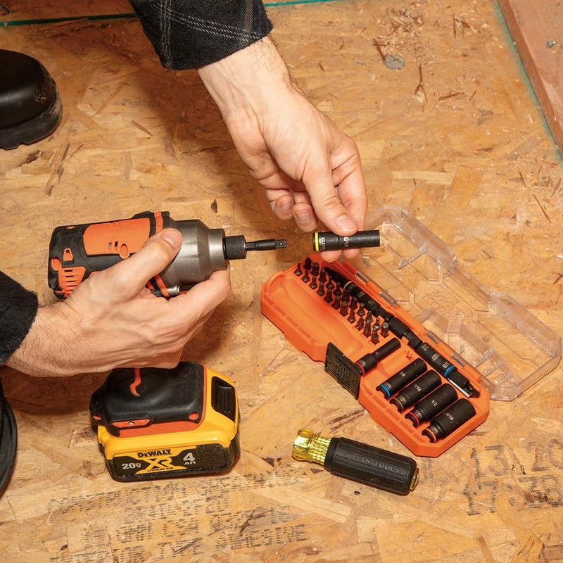Klein Tools 32502HD KNECT Impact-Rated Screwdriver and Socket Set with MODbox Case, 41-Piece, 26 Bits, 6 Deep Well Sockets, Accessories, and Handle - Image 3