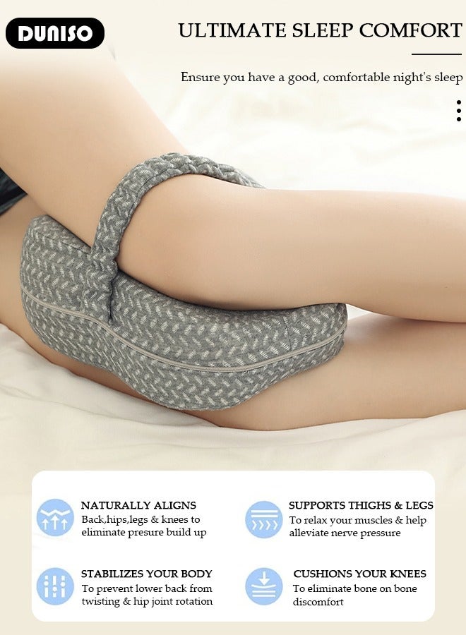 DUNISO Leg and Knee Foam Support Pillow for Side Sleepers,Memory Foam Pillow Knee Pillows for Hip Pain, Lower Back Pain Relief, Side Sleeper Pillows for Adults, Leg Pillow with Washable Cover  - Image 2