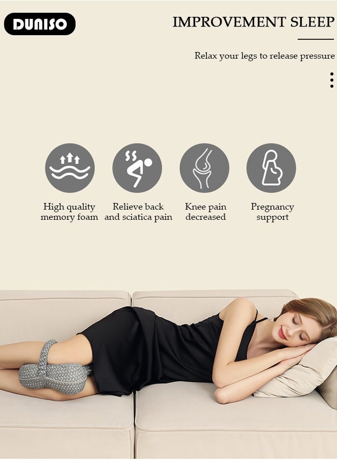 DUNISO Leg and Knee Foam Support Pillow for Side Sleepers,Memory Foam Pillow Knee Pillows for Hip Pain, Lower Back Pain Relief, Side Sleeper Pillows for Adults, Leg Pillow with Washable Cover  - Image 5