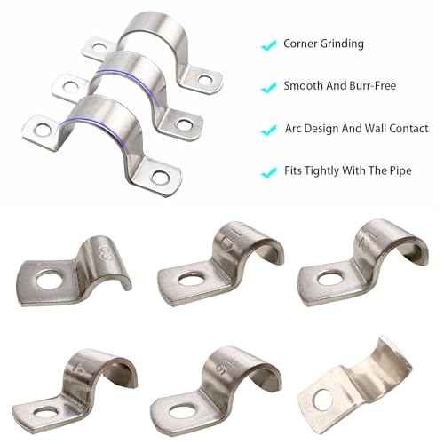 RITUIPIO 2 Inch Pipe Strap Heavy Duty 2 Hole Strap 304 Stainless Steel 2 Conduit Strap Clamp for Tube Pipe or Wire Cord Installation(50mm 5pcs) - Image 5