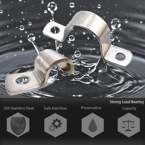 RITUIPIO 2 Inch Pipe Strap Heavy Duty 2 Hole Strap 304 Stainless Steel 2 Conduit Strap Clamp for Tube Pipe or Wire Cord Installation(50mm 5pcs) - Image 3
