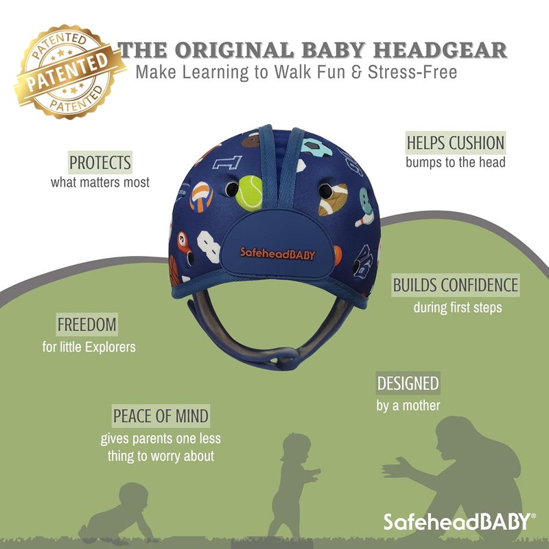 safehead Soft Baby Head Protector Helmet for Crawling and Walking 7–24 Months – Ultra-Lightweight & Breathable Infant Safety Helmet That Grows with Your Baby (Head Circ. 40–52 cm) – Sporty Blue - Image 2