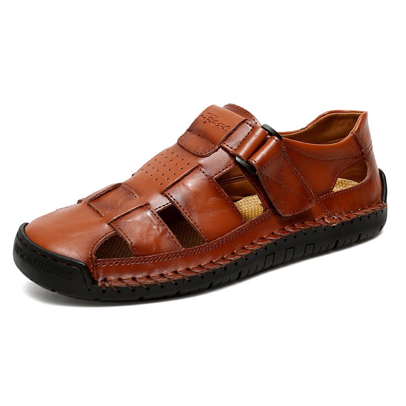 2025 Spring New Men'S Microfiber Leather Trendy Shoes Breathable Beach Shoes Ready-Made Baotou Men'S Sandals Shoes - Image 2
