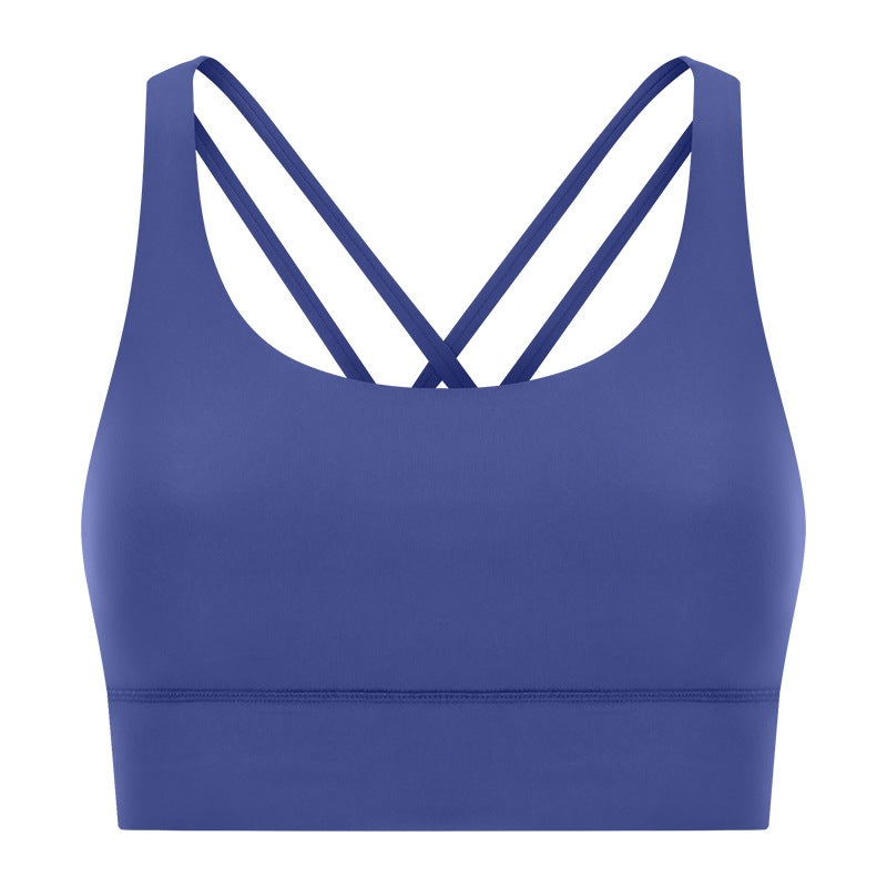 Spring And Cross-Beautiful Back Yoga Bra Double-Sided Brushed Nude High-Strength Shock-Proof Push-Up Sports Bra - Image 1