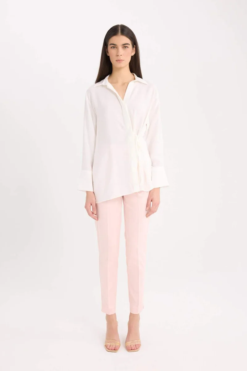DeFacto Cigarette Fit Regular Hem Satin Trousers