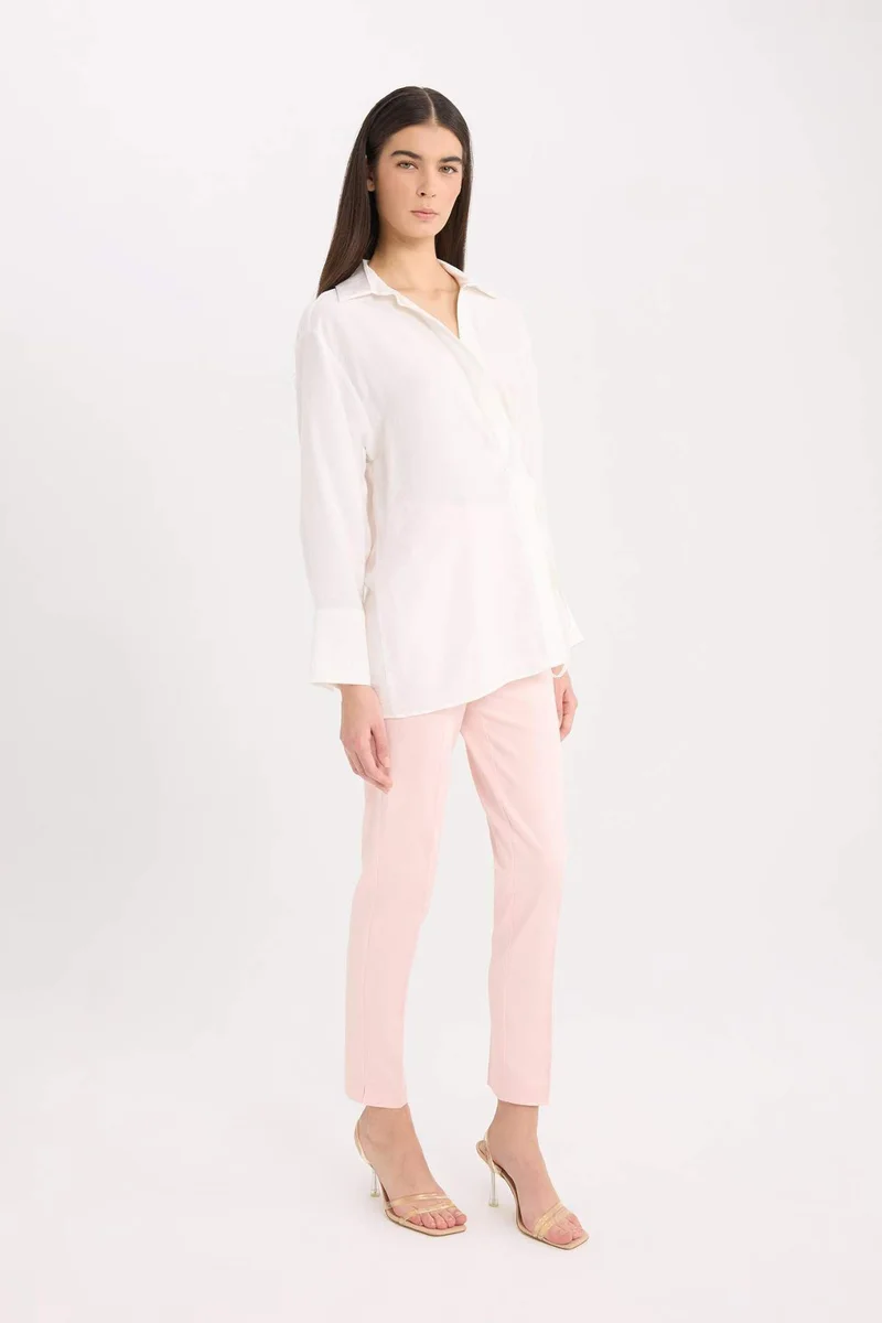 DeFacto Cigarette Fit Regular Hem Satin Trousers