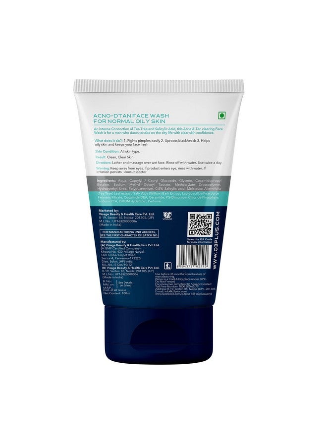 O3+ Alpha Men Acno D-Tan Face Wash With Tea Tree 100G For Oily Skin | Detan Face Wash For Tan Removal | Removes Acne And Dirt - Image 2