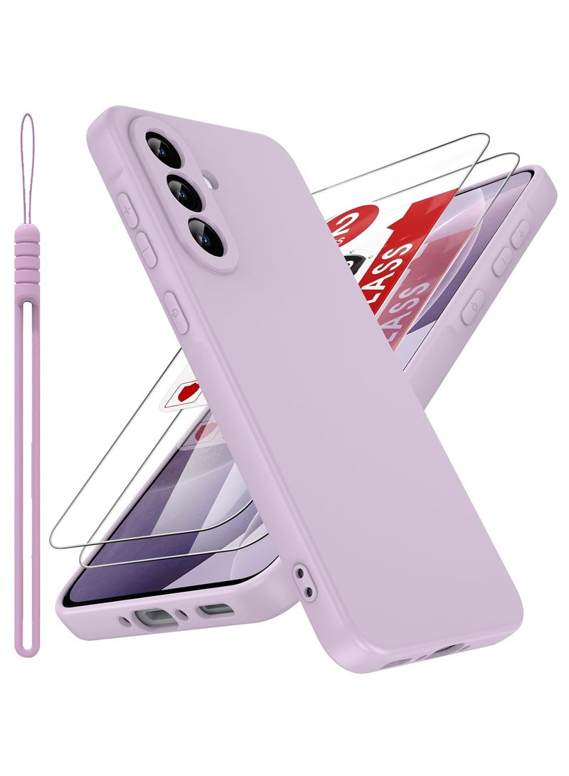 ICARLUS For Samsung Galaxy A36 5G Case 2 Pack Tempered Glass Screen Protectors, Soft TPU Liquid Silicone Case Shockproof Rubber Silicone Gel Shell-Purple - Image 1
