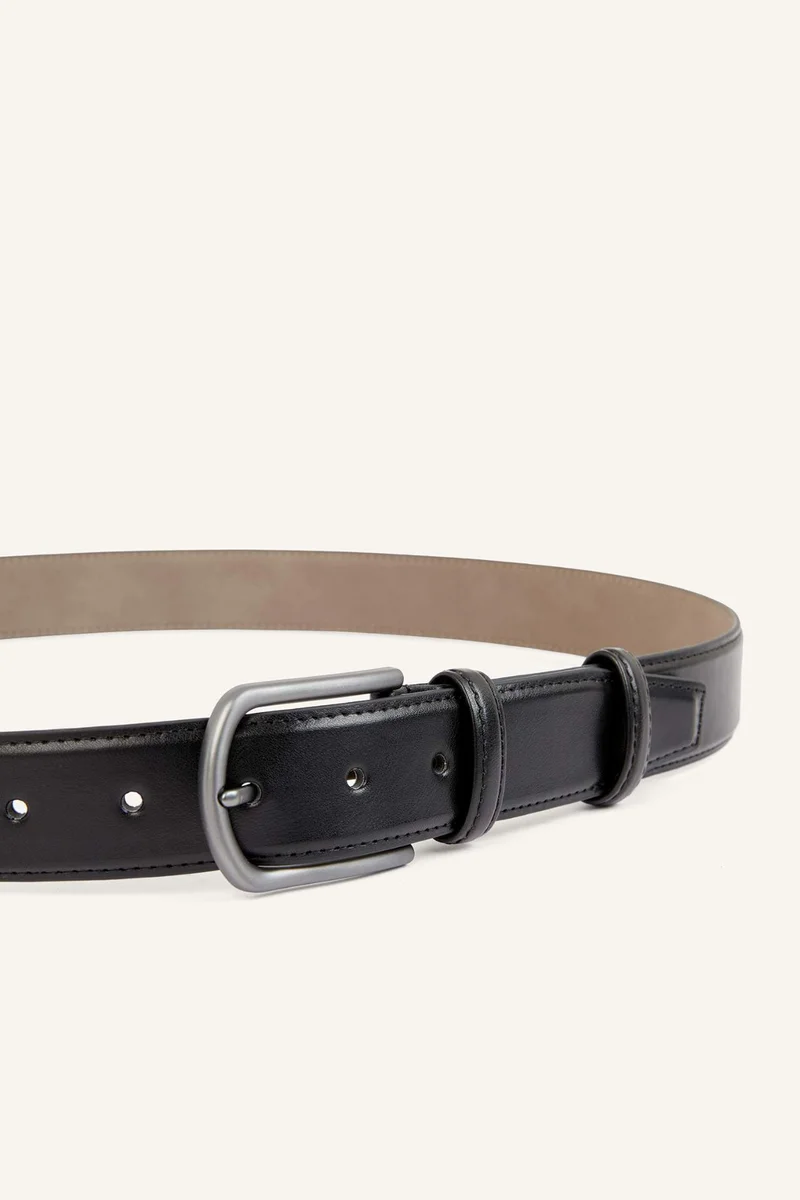 ديفاكتو Man Rectangle Clasp Faux Leather Classic Belt