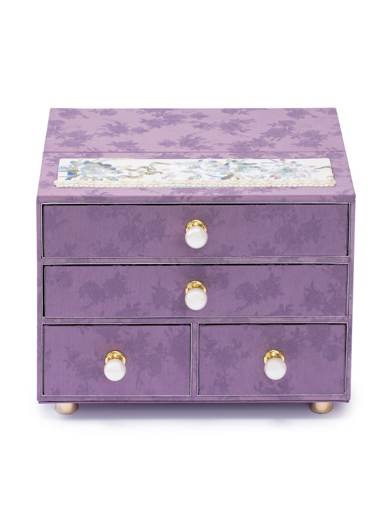 l'elefante L’elefante Multi-Layer Jewelry Organizer Box for Women – Embroidered Floral Jewelry Storage Case with Drawers – Ring, Bangle, Necklace & Earring Holder Velvet Jewelry Box – Gift for Girls & Ladies  - Image 2