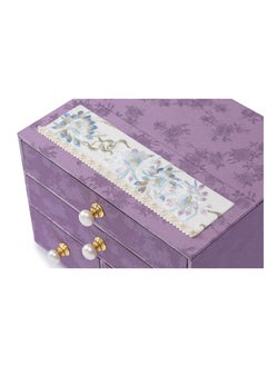 l'elefante L’elefante Multi-Layer Jewelry Organizer Box for Women – Embroidered Floral Jewelry Storage Case with Drawers – Ring, Bangle, Necklace & Earring Holder Velvet Jewelry Box – Gift for Girls & Ladies  - Image 4