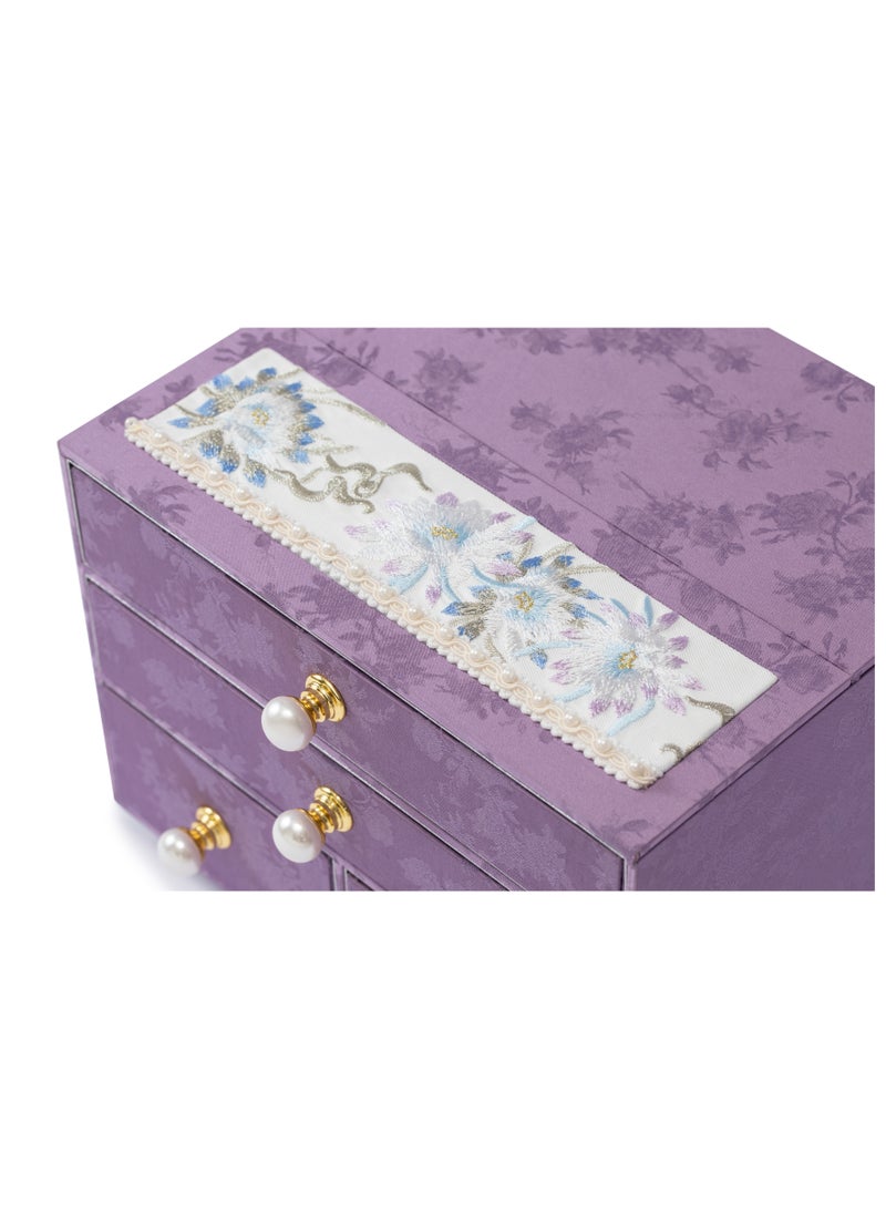 l'elefante L’elefante Multi-Layer Jewelry Organizer Box for Women – Embroidered Floral Jewelry Storage Case with Drawers – Ring, Bangle, Necklace & Earring Holder Velvet Jewelry Box – Gift for Girls & Ladies  - Image 4