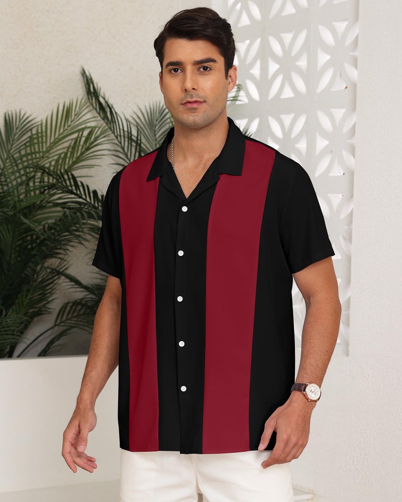 YTD Men's Vintage Bowling Shirt Short Sleeve Button Down Summer Cuba Beach Shirts - Image 2