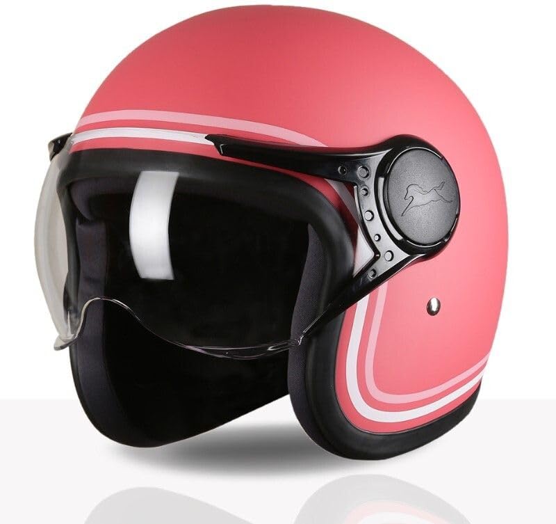TVS MissFit Women's Open Face Helmet | Lightweight Shell | Pastel Colors Designed Exclusively for Women | Extreme Comfort Fit for Girls | Clear Visor | DOT & ISI Certified (Cherry/M) - Image 1