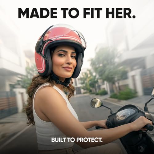 TVS MissFit Women's Open Face Helmet | Lightweight Shell | Pastel Colors Designed Exclusively for Women | Extreme Comfort Fit for Girls | Clear Visor | DOT & ISI Certified (Cherry/M) - Image 2