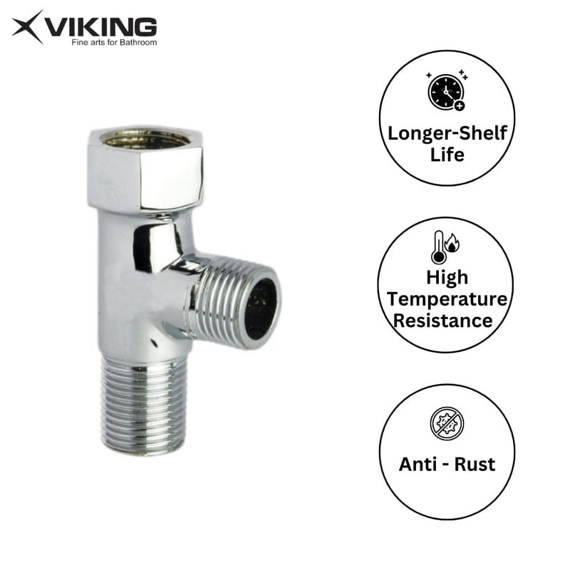 Viking موصل تي نحاسي | 15 مم (1/2") خيوط داخلية وخارجية | تشطيب كروم مصقول | تركيب أنابيب متعدد الوظائف 3-طرق لتوريد المياه (عبوة من 2) - Image 4