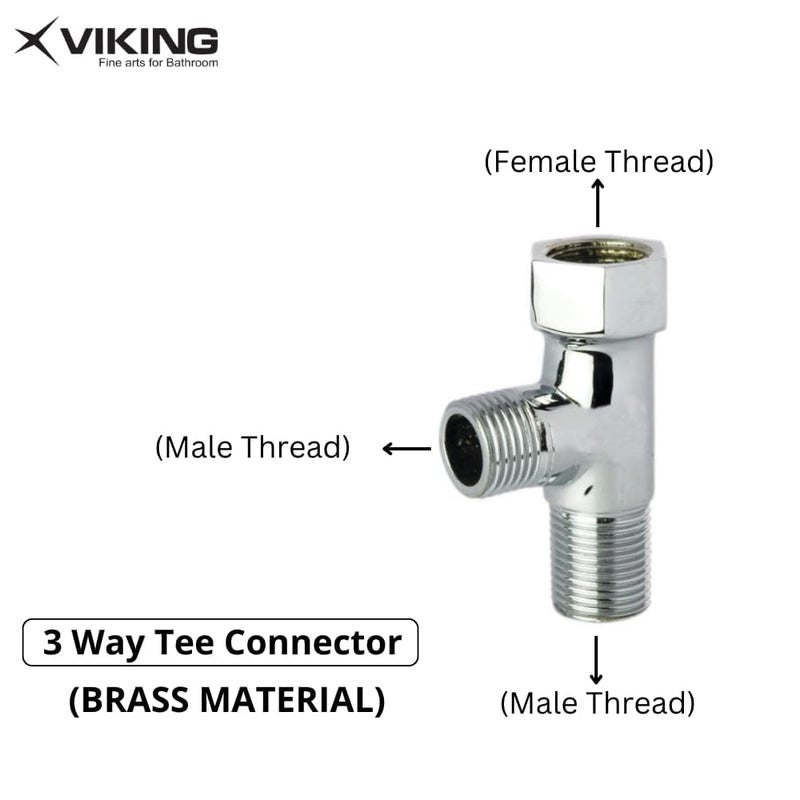 Viking موصل تي نحاسي | 15 مم (1/2") خيوط داخلية وخارجية | تشطيب كروم مصقول | تركيب أنابيب متعدد الوظائف 3-طرق لتوريد المياه (عبوة من 2) - Image 5