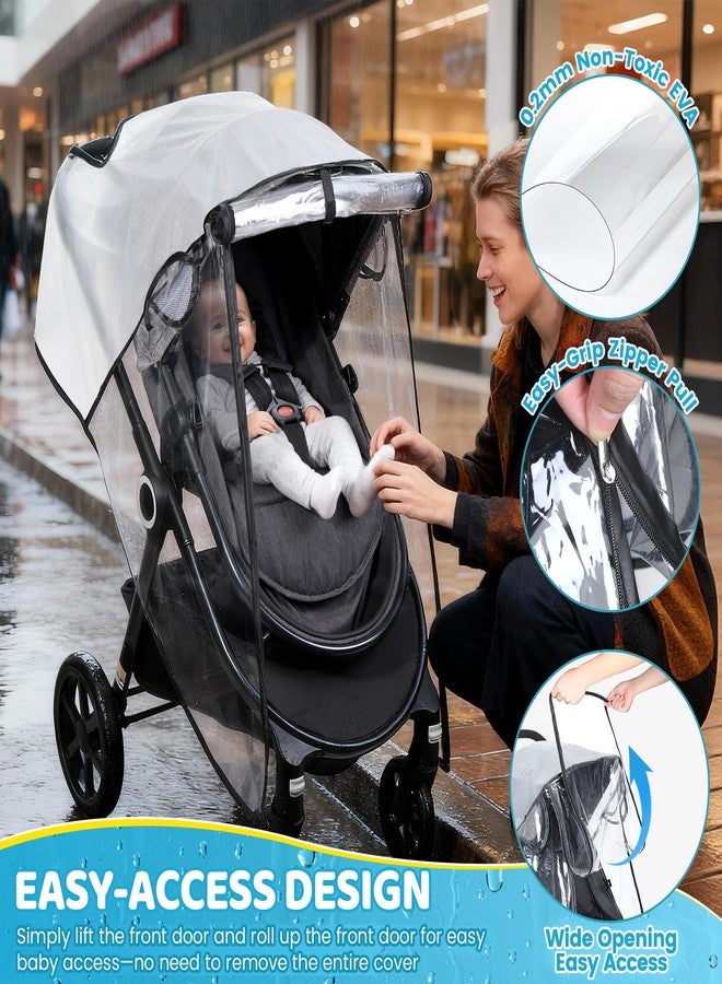 IvyWind Clear Stroller Rain Cover, Universal Stroller Accessories, Waterproof Travel Weather Shield with Breathable Ventilation and Easy Access, Thick EVA & PVC Protect from Wind, Dust and Snow - Image 2