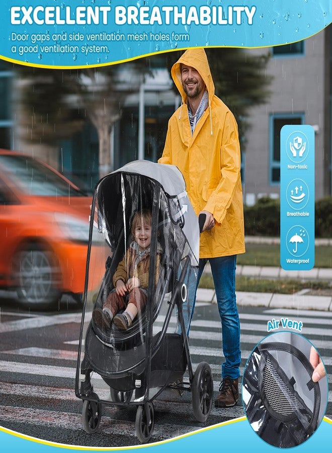 IvyWind Clear Stroller Rain Cover, Universal Stroller Accessories, Waterproof Travel Weather Shield with Breathable Ventilation and Easy Access, Thick EVA & PVC Protect from Wind, Dust and Snow - Image 3