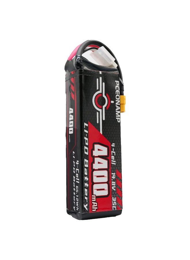 4S Lipo Battery 4400mAh 35C 14.8V with XT60 Plug RC Airplane Battery Soft Case Fit for RC Helicopter, EDF, High Speed Jet
