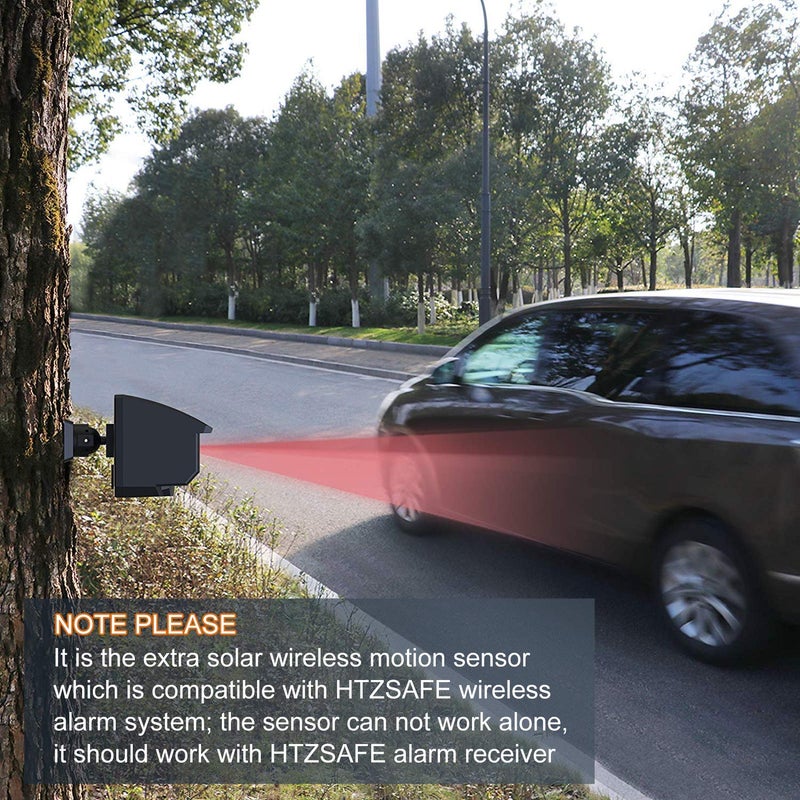 HTZSAFE Extra Solar Wireless Outdoor Weatherproof Motion Sensor/Detector for HTZSAFE Alarms-1/4 Mile Wireless Transmission Range-Up to 50FT Sensor Range 3 Adjustable Sensitivities - Image 2
