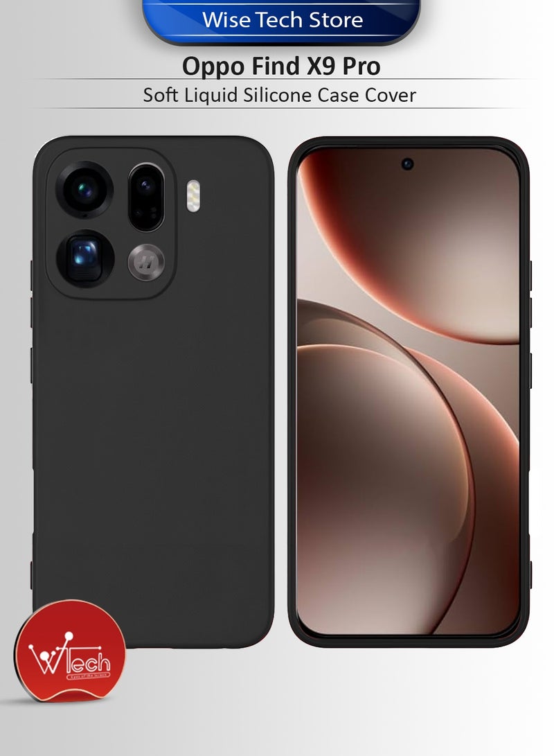 دبليو تيك غطاء حماية من السيليكون السائل الناعم لهاتف أوبو فايند X9 برو 5G 2025 (MCRPSN) - أسود - Image 1