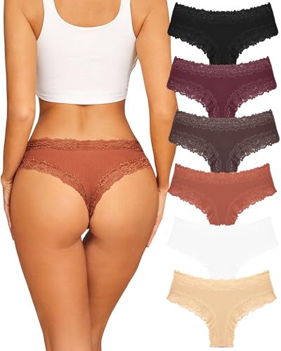 Sth Big Womens Cotton Underwear Sexy Lace Brazilian Panties Soft Breathable Cotton Cheeky Underwear for Ladies 6 Pack (6A, X-Large) - Image 5